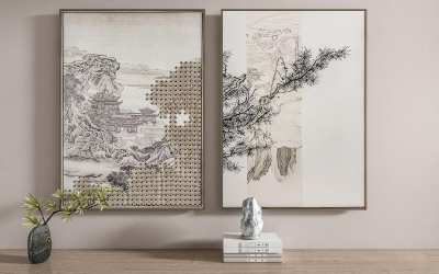 新中式挂画3D模型下载